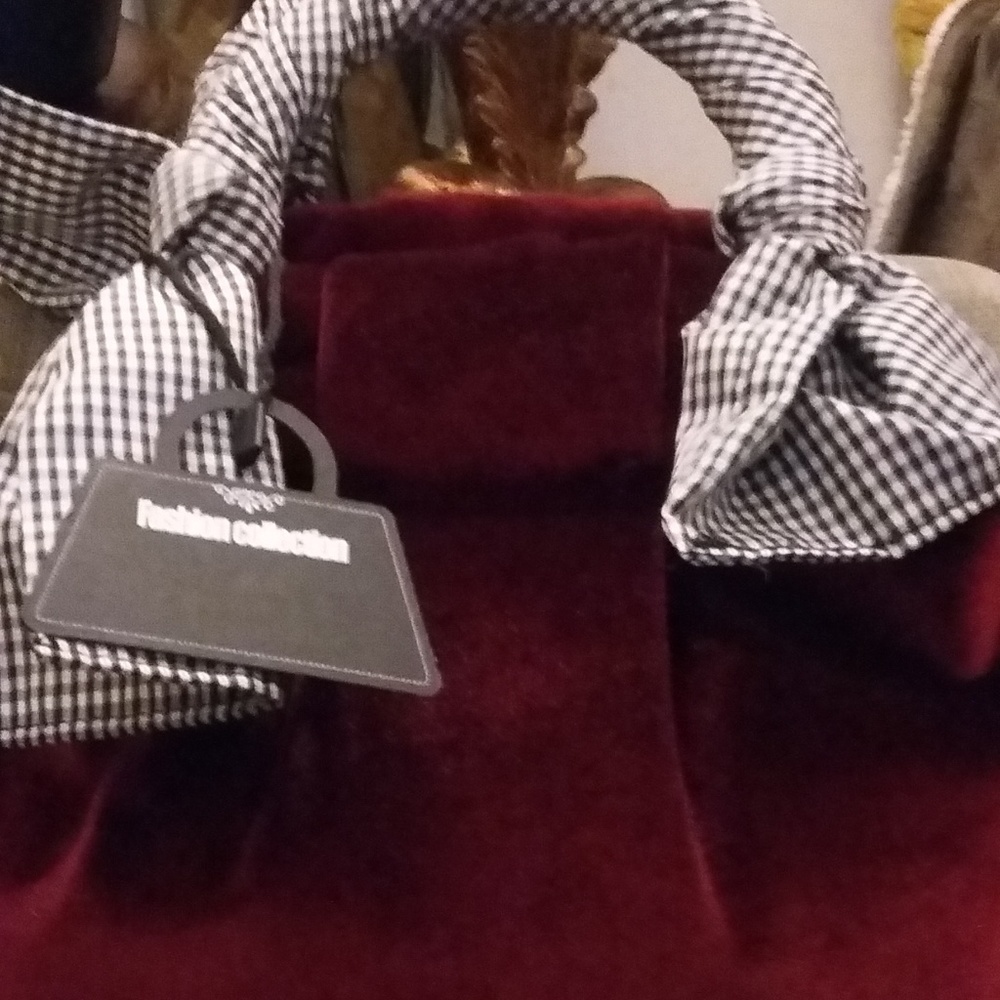 BURGUNDY VELVET SATCHEL    NEW WITH TAGS